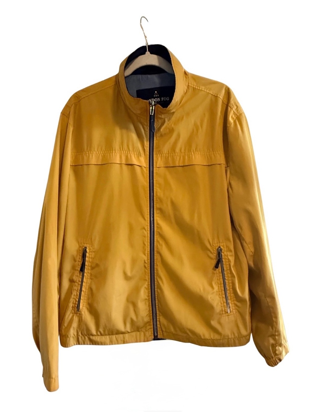 London Fog Men's Mustard Yellow Windbreaker Zip Jacket